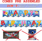 Load image into Gallery viewer, Happy Birthday Banner Garland Shark Theme Party Supplies For Kids Baby Shower