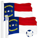 Load image into Gallery viewer, G128 2 Pack: North Carolina State Flag  2.5x4 Ft  ToughWeave Series Embroidered 300D Polyester  Embroidered Design, Indoor/Outdoor, Brass Grommets