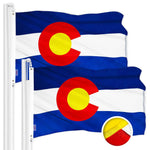 Load image into Gallery viewer, G128 2 Pack: Colorado CO State Flag  4x6 Ft  ToughWeave Series Embroidered 300D Polyester  Embroidered Design, Indoor/Outdoor, Brass Grommets