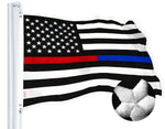 Load image into Gallery viewer, G128 Combo Pack: USA American Flag &amp; Thin Blue/Red Line Flag 4x6 Ft Embroidered Spun Polyester, Indoor/Outdoor, Brass Grommets, Police and First Responder Flag
