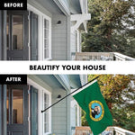 Load image into Gallery viewer, G128 Combo Pack: 6 Feet Tangle Free Spinning Flagpole (Black) Washington WS State Flag 3x5 ft Printed 150D Brass Grommets (Flag Included) Aluminum Flag Pole