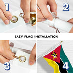 Load image into Gallery viewer, G128 Combo Pack: 6 Ft Tangle Free Aluminum Spinning Flagpole (White) &amp; Mozambique Mozambican Flag  3x5 Ft LiteWeave Pro Series Printed 150D Polyester  Pole with Flag Included