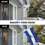 Load image into Gallery viewer, G128 Combo Pack: 6 Ft Tangle Free Spinning Flagpole (White) &amp; El Salvador Flag 3x5 Ft Printed 150D Polyester, Brass Grommets (Flag Included) Aluminum Flag Pole
