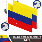 Load image into Gallery viewer, G128 2 Pack: Venezuela 7 Stars Venezuelan Flag  3x5 Ft  Double ToughWeave Series Double Sided Embroidered 210D Polyester  Country Flag, Embroidered Design, Brass Grommets, Heavy Duty, 2ply
