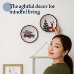 Load image into Gallery viewer, 8 Inch Terracotta Winter Plates Set of 2 Ceramic Wall Hanging Clay Decorative Plates for Winter Decorations Round Wall Decor for Living Room &amp; Kitchen