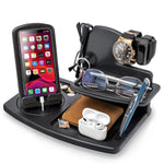 Load image into Gallery viewer, Phone Docking Station Ash Wood with Rotating Swivel Wallet Keys Watch Organizer