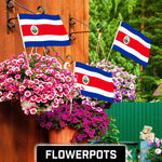 Load image into Gallery viewer, G128 24 Pack Handheld Costa Rica Costa Rican Stick Flags  12x18 In  Printed 150D Polyester, Country Flag, Solid Wooden Stick, Spear Gold Tip