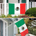 Load image into Gallery viewer, Combo Pack: 6 Ft Tangle Free Aluminum Spinning Flagpole (White) &amp; Mexico Mexican Flag 3x5 Ft, LiteWeave Pro Series Printed 150D Polyester, 4 Corner Brass Grommets Pole with Flag Included