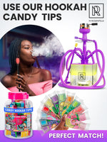 Load image into Gallery viewer, 4 Hose Hookah Set with Everything – Purple Hookah 4 Hose Complete Kit with LED Light, Remote, Silicone Hoses, Acrylic Base, and Tongs – Big Hookah Set with Accessories – Premium Sisha Hooka