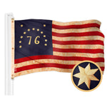 Load image into Gallery viewer, G128 Combo Pack: American USA TeaStained Flag 5x8 Ft &amp; Bennington 76 TeaStained Flag 5x8 Ft  Both ToughWeave Pro Series Embroidered 420D Polyester, Embroidered Design, Brass Grommets