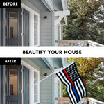 Load image into Gallery viewer, G128  6 Feet Tangle Free Spinning Flagpole (White) Thin Blue&amp;Red Line Flag Brass Grommets Spun Polyester 3x5 ft (Flag Included) Aluminum Flag Pole