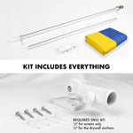 Load image into Gallery viewer, G128 Combo Pack: 6 Ft Tangle Free Aluminum Spinning Flagpole (Silver) &amp; Ukraine Ukrainian Flag 3x5 Ft, LiteWeave Pro Series Printed 150D Polyester, 4 Corner Brass Grommets  Pole with Flag Included