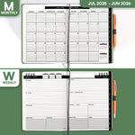 Load image into Gallery viewer, 2025 2026 HARDCOVER Leather Planner Weekly &amp; Monthly   6.5 * 8.5 Inches   Academic Planner Business Personal or Student   Pen Holder Thick Paper July 2025   June 2026 (Dark Green)