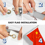 Load image into Gallery viewer, G128 Combo Pack: 6 Feet Tangle Free Spinning Flagpole (Silver) China Chinese Flag 3x5 ft Printed 150D Brass Grommets (Flag Included) Aluminum Flag Pole