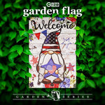 Load image into Gallery viewer, G128 Garden Flag Welcome Patriotic Gnome with Star  12x18 Inch  Printed Blockout Polyester  Patriotic Decoration