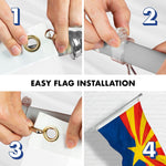 Load image into Gallery viewer, G128  6 Feet Tangle Free Spinning Flagpole (Silver) Arizona Double Sided Brass Grommets Embroidered 3x5 ft (Flag Included) Aluminum Flag Pole