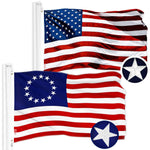 Load image into Gallery viewer, G128 Combo Pack: American USA Flag 2x3 Ft &amp; Betsy Ross Flag 2x3 Ft  Both ToughWeave Series Embroidered 300D Polyester, Embroidered Design, Indoor/Outdoor, Brass Grommets