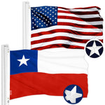 Load image into Gallery viewer, G128 Combo Pack: American USA Flag 3x5 Ft &amp; Chile Chilean Flag 3x5 Ft  Both ToughWeave Series Embroidered 300D Polyester, Embroidered Design, Indoor/Outdoor, Brass Grommets