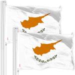 Load image into Gallery viewer, G128 2 Pack: Cyprus Cypriot Flag  3x5 Ft  LiteWeave Pro Series Printed 150D Polyester  Country Flag, Indoor/Outdoor, Vibrant Colors, Brass Grommets, Thicker and More Durable Than 100D 75D Polyester