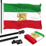 Load image into Gallery viewer, G128 Combo Pack: 6 Ft Tangle Free Aluminum Spinning Flagpole (Black) &amp; Iran Lion Iranian Lion Flag 3x5 Ft, LiteWeave Pro Series Printed 150D Polyester  Pole with Flag Included