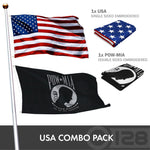 Load image into Gallery viewer, G128 Combo Pack: American USA Flag ToughWeave Series 4x6 Ft Single Sided &amp; POW MIA Flag Double Sided 4x6 Ft Double ToughWeave Series  Both Embroidered Polyester, Brass Grommets