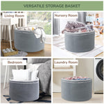 Load image into Gallery viewer, Eco living Recycled Cotton Rope Storage Basket  21.7 x 21.7 x 13.8 Inches Extra Large Basket for Cushions Blanket Pillows Toys Stylish and Eco Friendly Living Room Rope Basket Gray