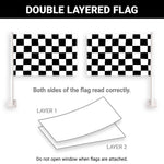 Load image into Gallery viewer, G128 2 Pack: Checkered Car Flag  11x17 In  Double LiteWeave Pro Series Double Sided Printed 150D Polyester  Flagpole Included  Perfect for Festival Celebrations, Parades