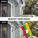 Load image into Gallery viewer, G128 Combo Pack: 6 Ft Tangle Free Spinning Flagpole (Black) &amp; Myanmar Flag 3x5 Ft Printed 150D Polyester, Brass Grommets (Flag Included) Aluminum Flag Pole