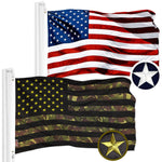 Load image into Gallery viewer, G128 Combo Pack: American USA Flag 210D 3x5 Ft &amp; American USA Camouflage Flag 420D 3x5 Ft  Both ToughWeave Pro Series Embroidered Polyester, Embroidered Design, Indoor/Outdoor, Brass Grommets