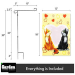 Load image into Gallery viewer, Combo Pack: Garden Flag Stand Black 36x16 Inch Garden Flag Cats in Love 12x18
