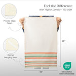 Load image into Gallery viewer, Decorative Kitchen Towels Set of 3 Recycled Cotton 28x18 inch Waffle Weave Dish Towels for Drying Dishes Red and Green Absorbent Tea Towels Boho Stripe Design Eco Friendly