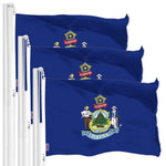 Load image into Gallery viewer, G128 3 Pack: Maine ME State Flag  3x5 Ft  LiteWeave Pro Series Printed 150D Polyester  Indoor/Outdoor, Vibrant Colors, Brass Grommets, Thicker and More Durable Than 100D 75D Polyester