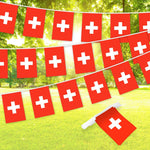 Load image into Gallery viewer, G128 Switzerland Swiss Bunting Banner  Flag 8.2 x 5.5 Inch, Full String 33 Feet  Printed 150D Polyester, Decorations For Bar, School, Festival Events Celebration