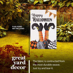 Load image into Gallery viewer, G128 Garden Flag Happy Halloween Witch Feet and Spooky Pumpkins  12x18 Inch  Printed Burlap Polyester  Halloween Fall Decoration