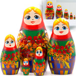 Load image into Gallery viewer, Nesting Dolls Set of 5 pcs Ukrainian Doll with Rowan Branches Matryoshka Doll