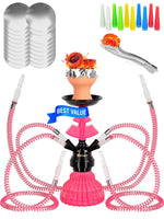 Load image into Gallery viewer, Pink Portable Hookah set with everything Hookah Set 4 Hose Hookah LilOne Hookah