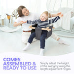 Load image into Gallery viewer, Canvas Baby Swing Seat with Safety Belt Durable Wooden Swing Chair for Kids Indoor &amp; Outdoor Use Mounting Hardware Included Gray White