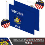 Load image into Gallery viewer, Wisconsin WI State Flag 3x5 Ft 3Pack Doublesided Embroidered Polyester By G128