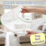 Load image into Gallery viewer, Tray Cover for Stokke Tripp Trapp High Chair Clear  Easy Clean Glossy Surface with Suction Plate Lock Perfect Snap On Fit Protects Original Tray Dishwasher Safe