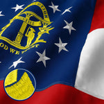 Load image into Gallery viewer, G128 Georgia State Flag  3x5 Ft  StormFlyer Series Embroidered 220GSM Spun Polyester  Embroidered Design, Indoor/Outdoor, Brass Grommets, Heavy Duty, All Weather