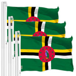 Load image into Gallery viewer, G128 3 Pack: Dominica Dominican Flag  3x5 Ft  LiteWeave Pro Series Printed 150D Polyester  Country Flag, Indoor/Outdoor, Vibrant Colors, Brass Grommets, Thicker and More Durable Than 100D 75D Poly