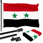 Load image into Gallery viewer, G128 Combo Pack: 6 Ft Tangle Free Aluminum Spinning Flagpole (Black) &amp; Syria Syrian Flag 3x5 Ft, LiteWeave Pro Series Printed 150D Polyester  Pole with Flag Included