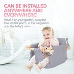 Load image into Gallery viewer, Canvas Baby Swing Wooden Hanging Swing Seat Chair with Safety Belt Durable Baby Swing Chair Outdoor and Indoor Swing for Kids Mounting Hardware Included Taupe Gray