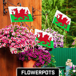 Load image into Gallery viewer, G128 30 Pack Handheld Wales Welsh Stick Flags  12x18 In  Printed 150D Polyester, Country Flag, Solid Wooden Stick, Spear Gold Tip