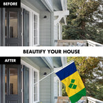 Load image into Gallery viewer, G128 Combo Pack: 6 Ft Tangle Free Aluminum Spinning Flagpole (White) &amp; Saint Vincent and the Grenadines Vincentian Flag  3x5 Ft LiteWeave Pro Series Printed 150D Polyester  Pole with Flag Included