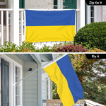 Load image into Gallery viewer, G128 Combo Pack: 6 Ft Tangle Free Aluminum Spinning Flagpole (Silver) &amp; Ukraine Ukrainian Flag 3x5 Ft, LiteWeave Pro Series Printed 150D Polyester, 4 Corner Brass Grommets  Pole with Flag Included
