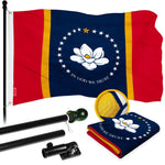 Load image into Gallery viewer, G128 Combo Pack: 6 Ft Tangle Free Aluminum Spinning Flagpole (Black) &amp; Mississippi 2020 MS State Flag 3x5 Ft, ToughWeave Series Embroidered 300D Polyester  Pole with Flag Included