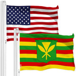 Load image into Gallery viewer, G128 Combo Pack: American USA Flag 3x5 Ft &amp; Hawaii Kanaka Maoli Flag 3x5 Ft  Both LiteWeave Pro Series Printed 150D Polyester, Brass Grommets