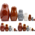 Load image into Gallery viewer, Owl Nesting Dolls Set of 7 Hand Painted Wooden Owl Figurines Unique Owl Home