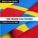 Load image into Gallery viewer, G128 Combo Pack: 6 Ft Tangle Free Spinning Flagpole (Silver) &amp; Democratic Republic of the Congo Flag 3x5 Ft Printed 150D Polyester, Brass Grommets (Flag Included) Aluminum Flag Pole